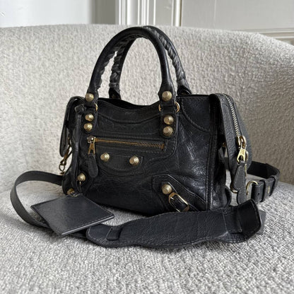 2015 Balenciaga The Mini City Leather Grey Bag