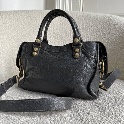 2015 Balenciaga The Mini City Leather Grey Bag