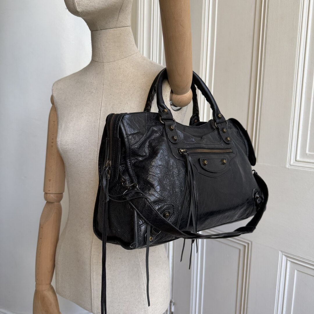 2012 Balenciaga The Giant City Leather Black Bag