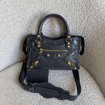 2016 Balenciaga The Mini City Leather Black Bag