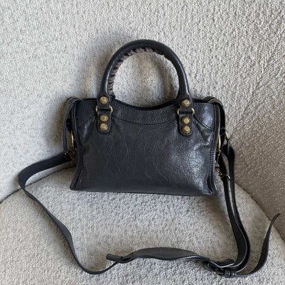 2016 Balenciaga The Mini City Leather Black Bag