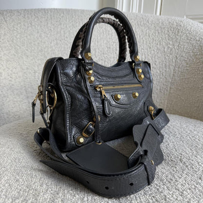 2016 Balenciaga The Mini City Leather Black Bag