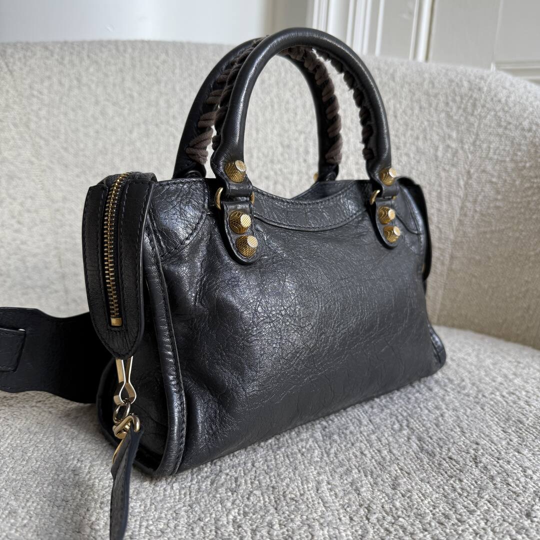 2016 Balenciaga The Mini City Leather Black Bag