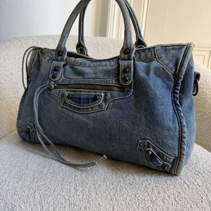 2024 Balenciaga Le City Blue Denim Bag