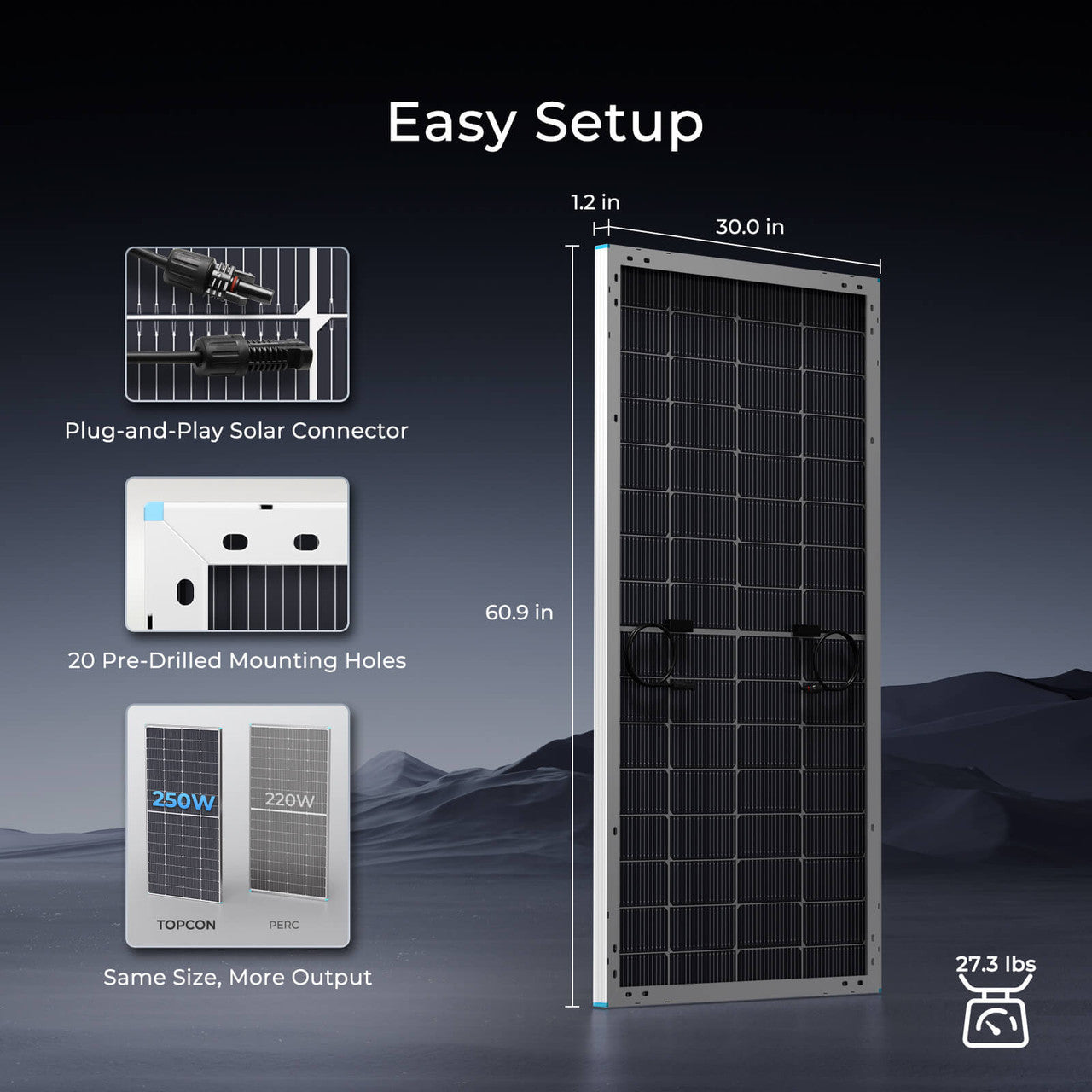 Renogy 250 Watt 16BB N-Type Bifacial Solar Panel