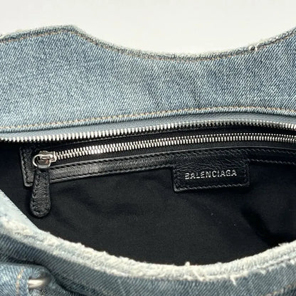 BALENCIAGA Neo Cagole City Handbag Denim Rhinestone Bag 2023