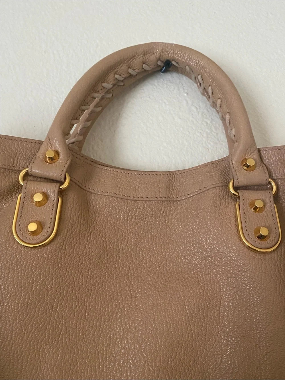 Balenciaga The City Bag Beige Shoulder Bag with Gold Hardware