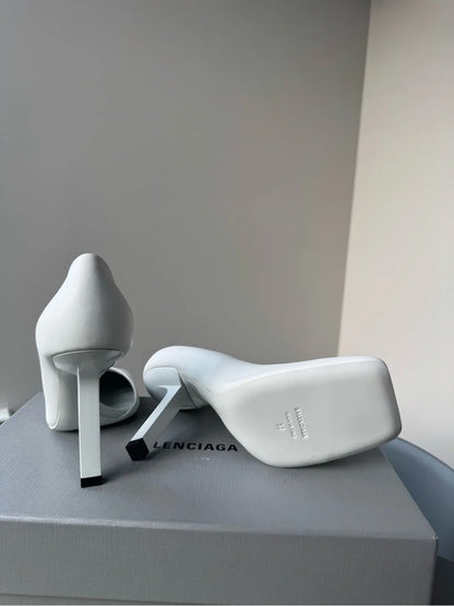 Balenciaga Calfskin Heels in White