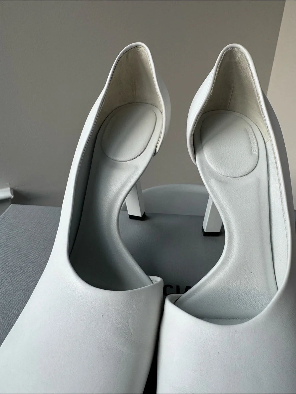 Balenciaga Calfskin Heels in White