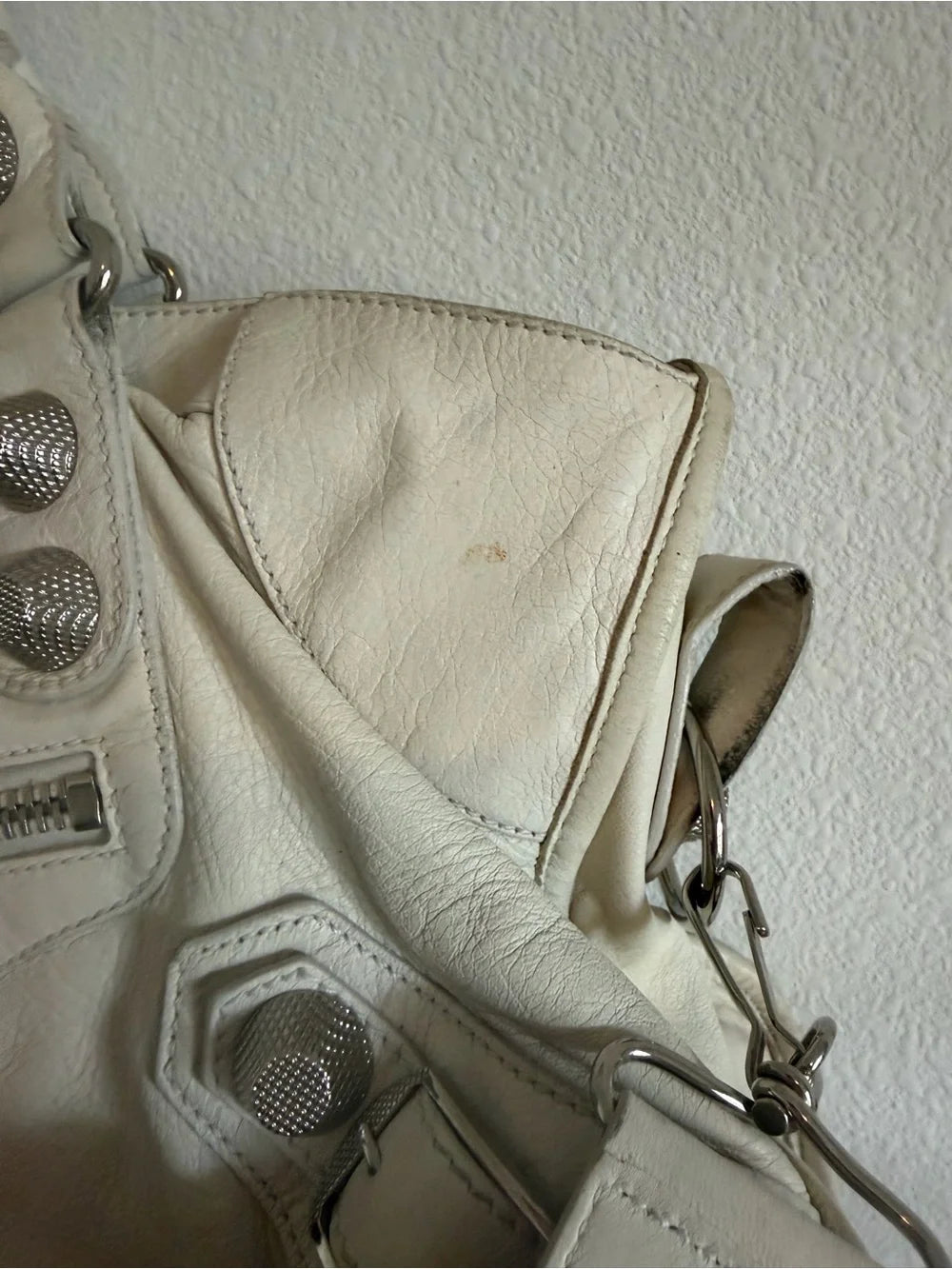 Balenciaga Ivory Leather Crossbody CityBag