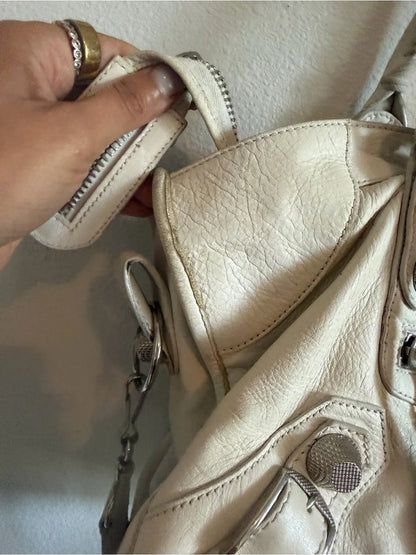 Balenciaga Ivory Leather Crossbody CityBag
