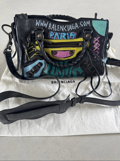 Balenciaga Agneau Graffiti Mini City Bag