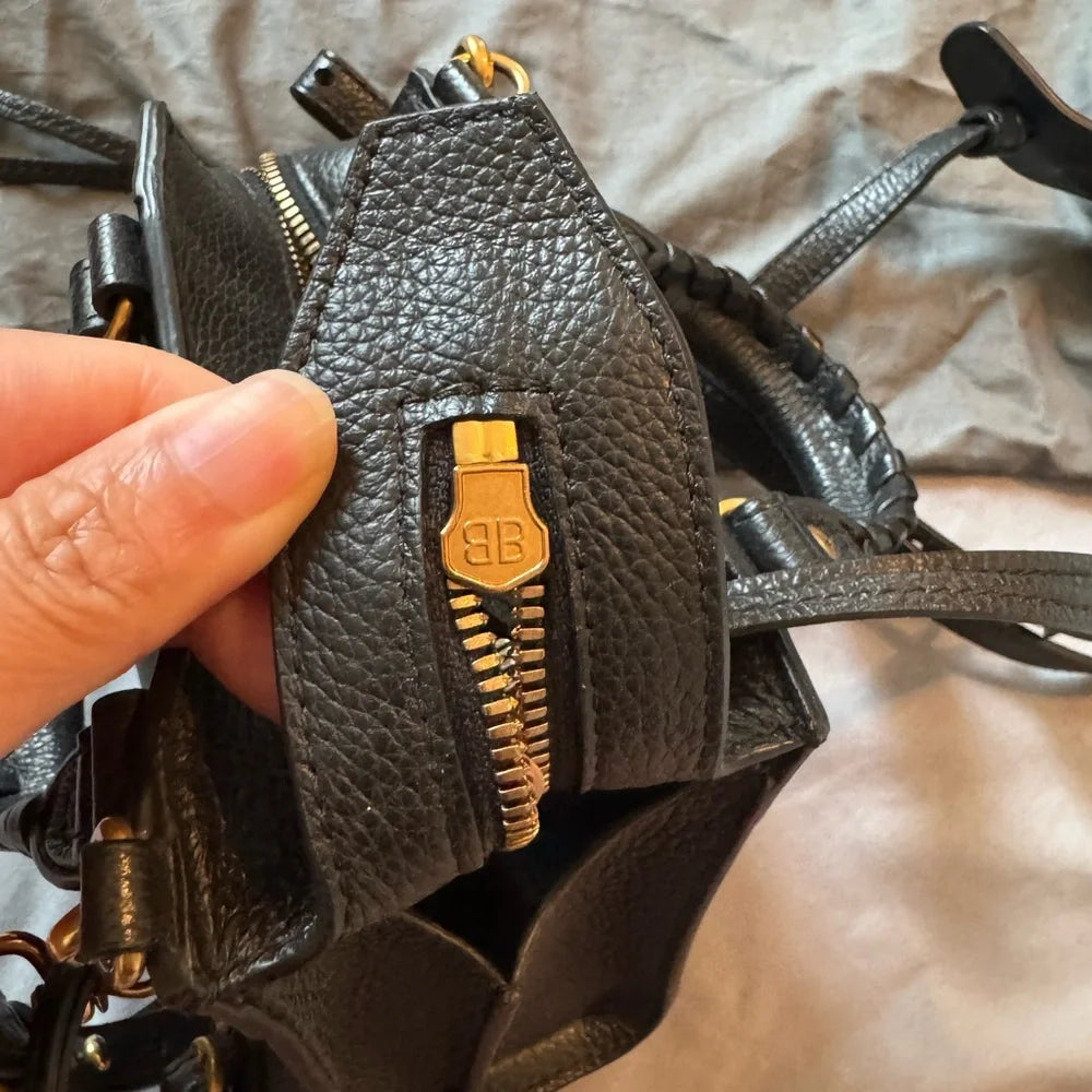 Balenciaga Black Mini City Bag with Gold Hardware
