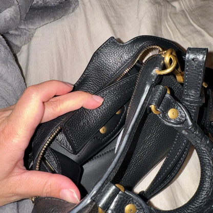 Balenciaga Black Mini City Bag with Gold Hardware