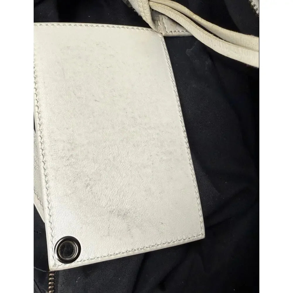 Balenciaga Classic Le City Bag White Lambskin Leather Motorcycle Tote Crossbody