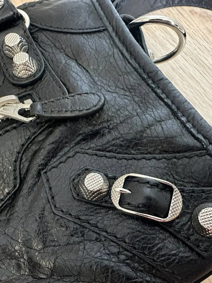 Balenciaga Giant 12 Mini City Bag Black Lambskin Silver Hardware Crossbody