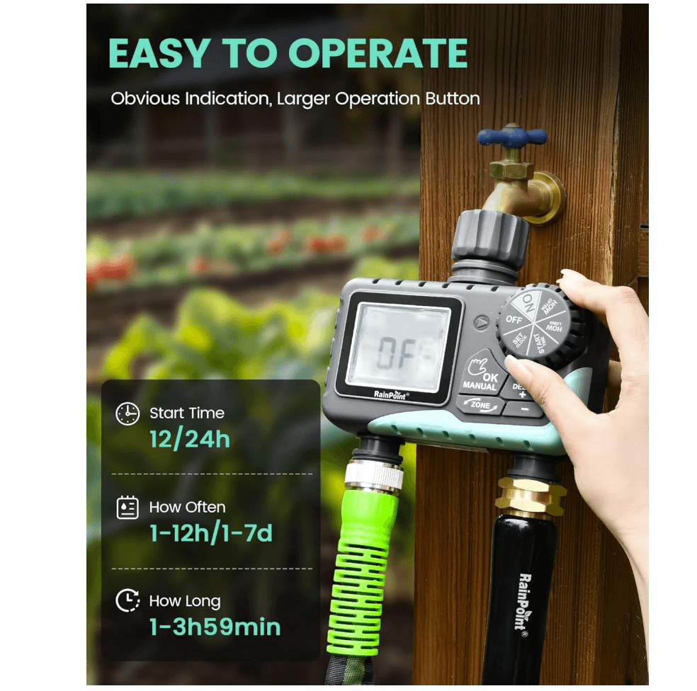 RainPoint 2-Zone Hose Water Timer