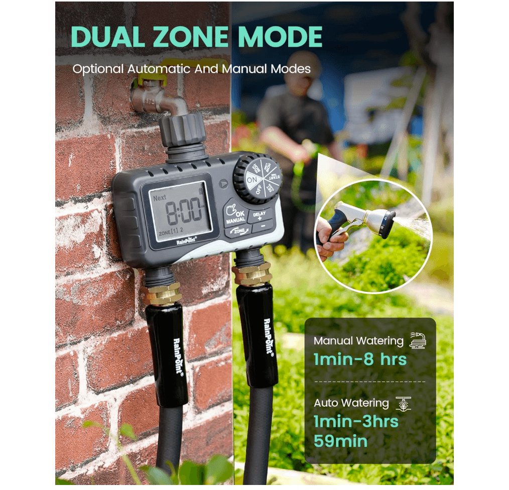 RainPoint 2-Zone Hose Water Timer