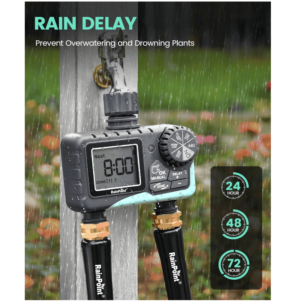 RainPoint 2-Zone Hose Water Timer